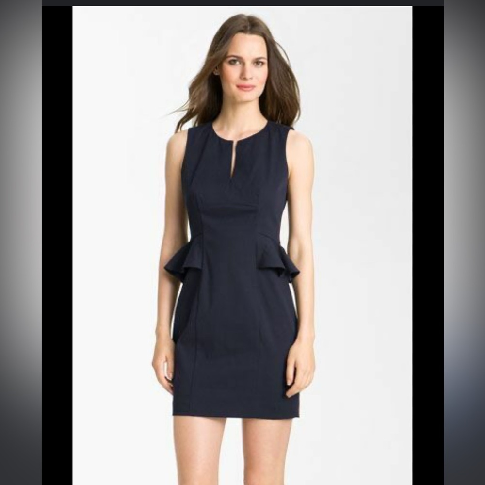 REBECCA TAYLOR PEPLUM SHEATH charcoal BLACK DRESS sz 4